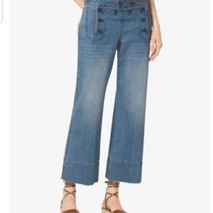 Michael Kors Denim Gauchos, Size 10 with Gold Buttons